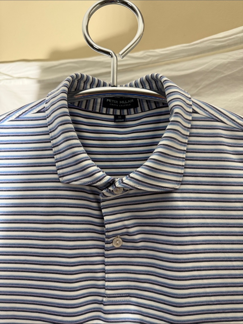 Peter Millar Navy and White Striped Polo - Picture 3 of 4
